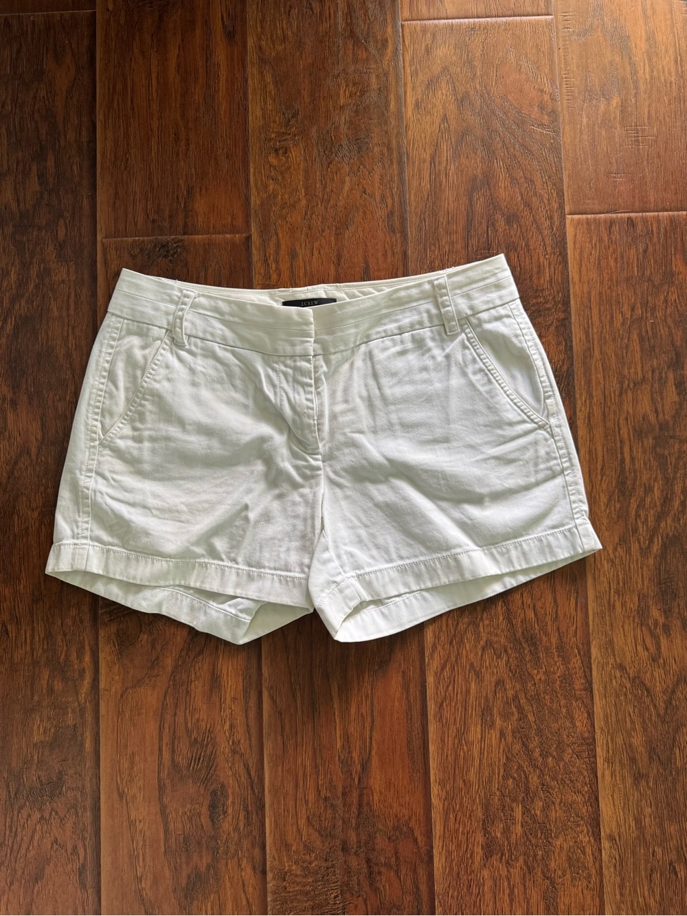 J. Crew White Cuffed Cotton Blend Bermuda Shorts